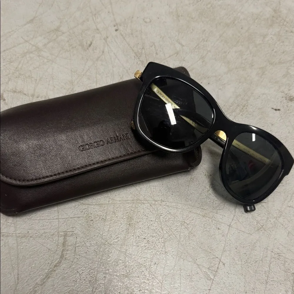Giorgio Armani Black Sunglasses with Brown Case and Cloth - AUTHENTIC